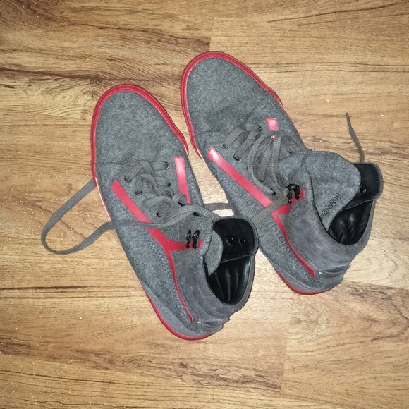 Yves Saint Laurent Other - YSL gray wool and red leather trim high tops